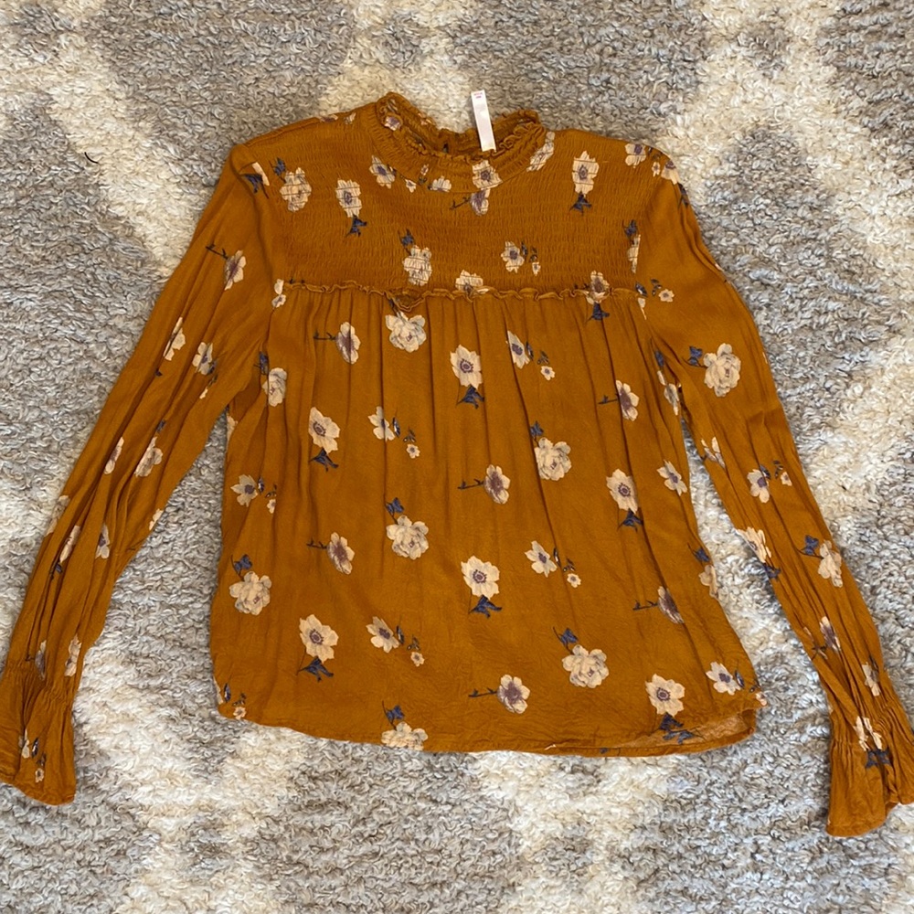 xhileration long sleeve floral blouse